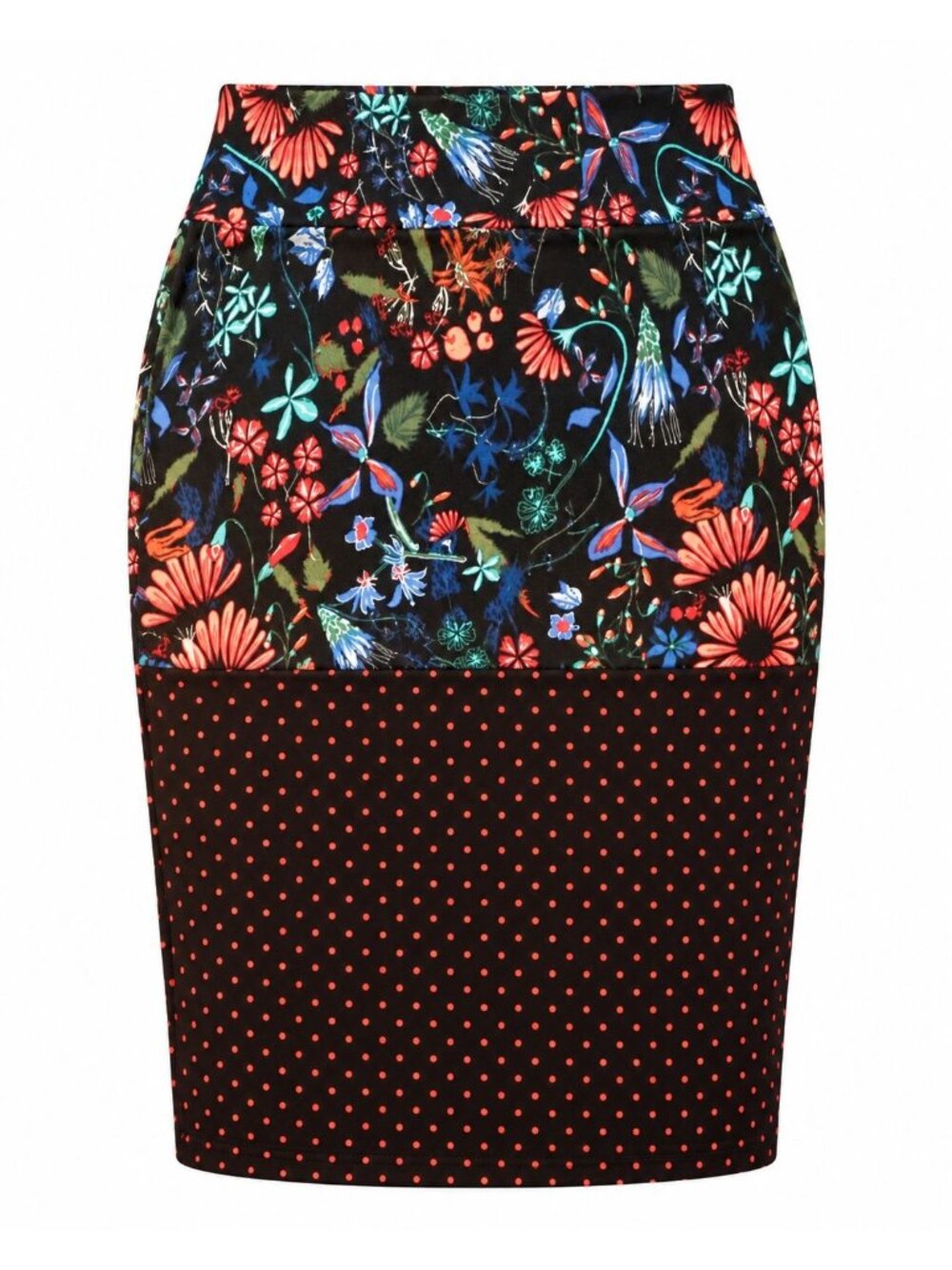 LuLaRoe 3XL Black Floral Polka Dot Cassie Pencil Skirt Stretch Mixed Print Style